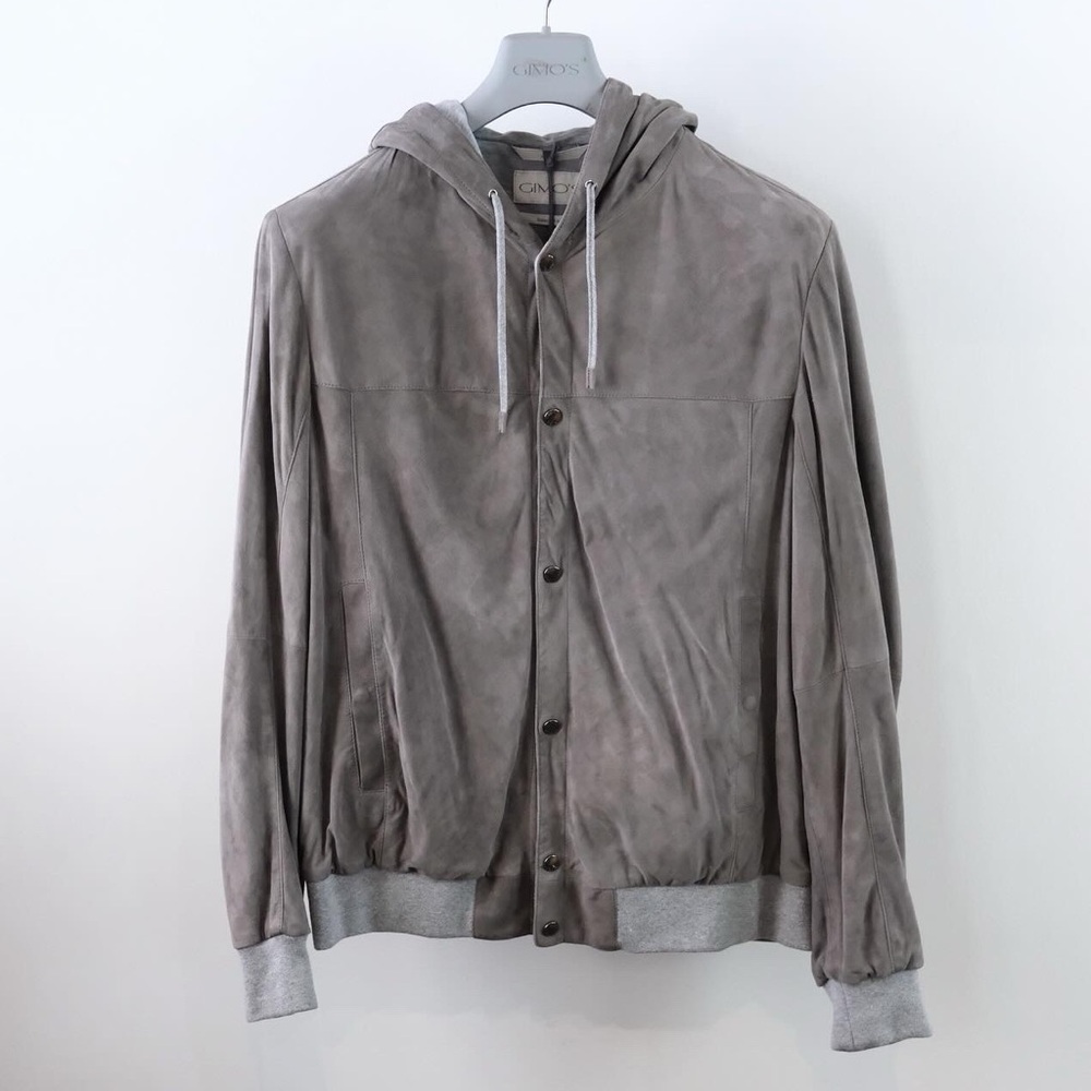 Gimo’s Lamb Suede Hooded Baseball Jacket